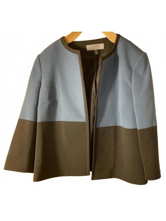 Kasper Jackets & Blazers - Kasper Blazer Women's Size 4 Blue Gray Brown Colorblock Normcore Career